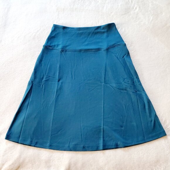 Woolx Marilyn Flowy Midi Skirt Merino Wool Blend Teal Small - Picture 3 of 11